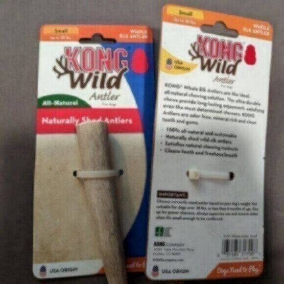Set of Two KONG Wild Whole Elk Antler Dog Chew, Small - Picture 2 of 5